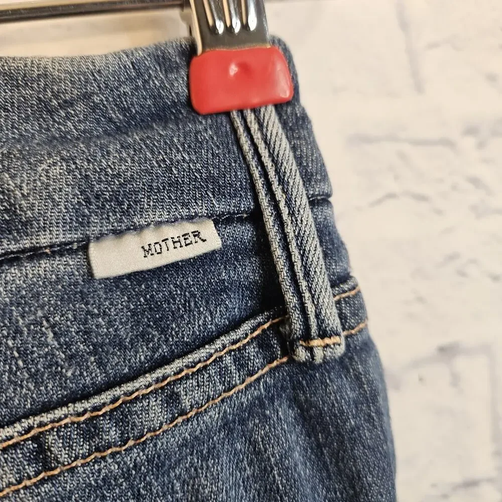 Mother Jeans Womens 24 Blue Looker Ankle Fray Girl Crush Skinny Distressed - Picture 7 of 11
